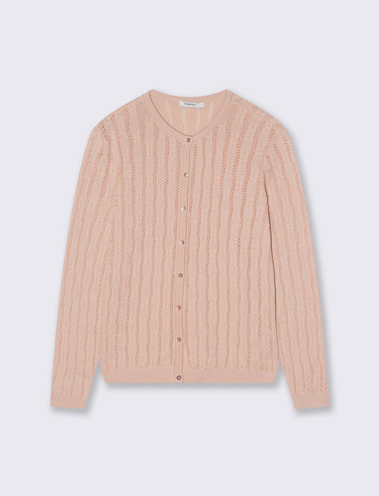 Cardigan Girocollo a Treccia - Pesca