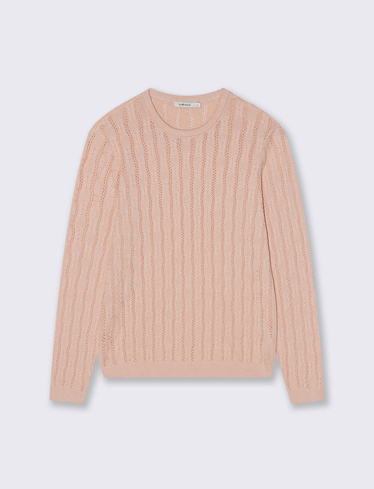 Pullover Girocollo a Treccia - Pesca
