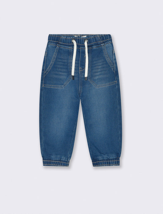 Jeans ampi con coulisse ed elastici - Denim