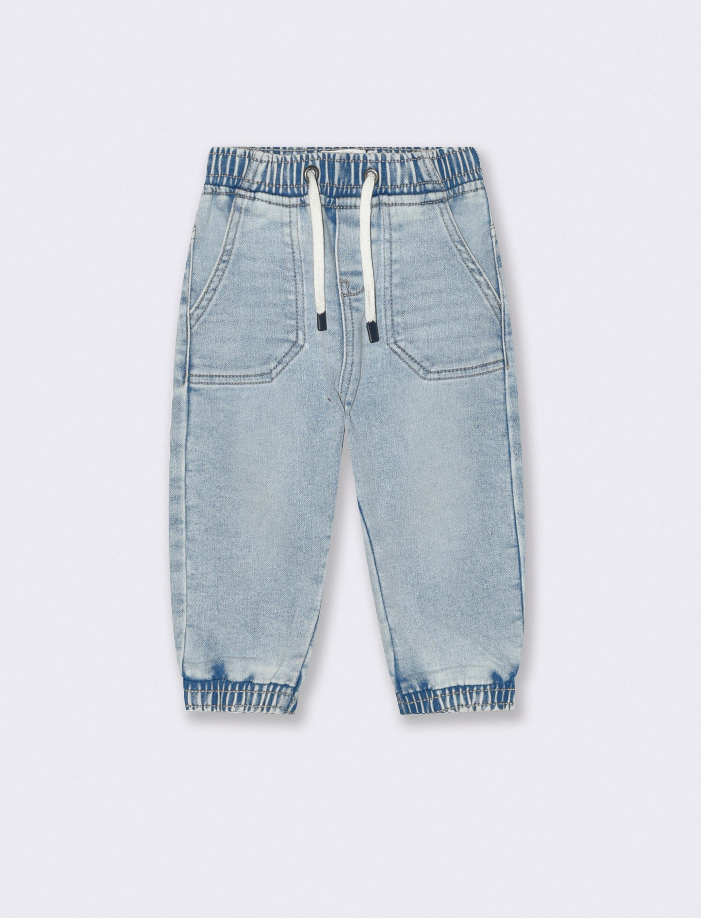 Jeans ampi con coulisse ed elastici - Denim chiaro