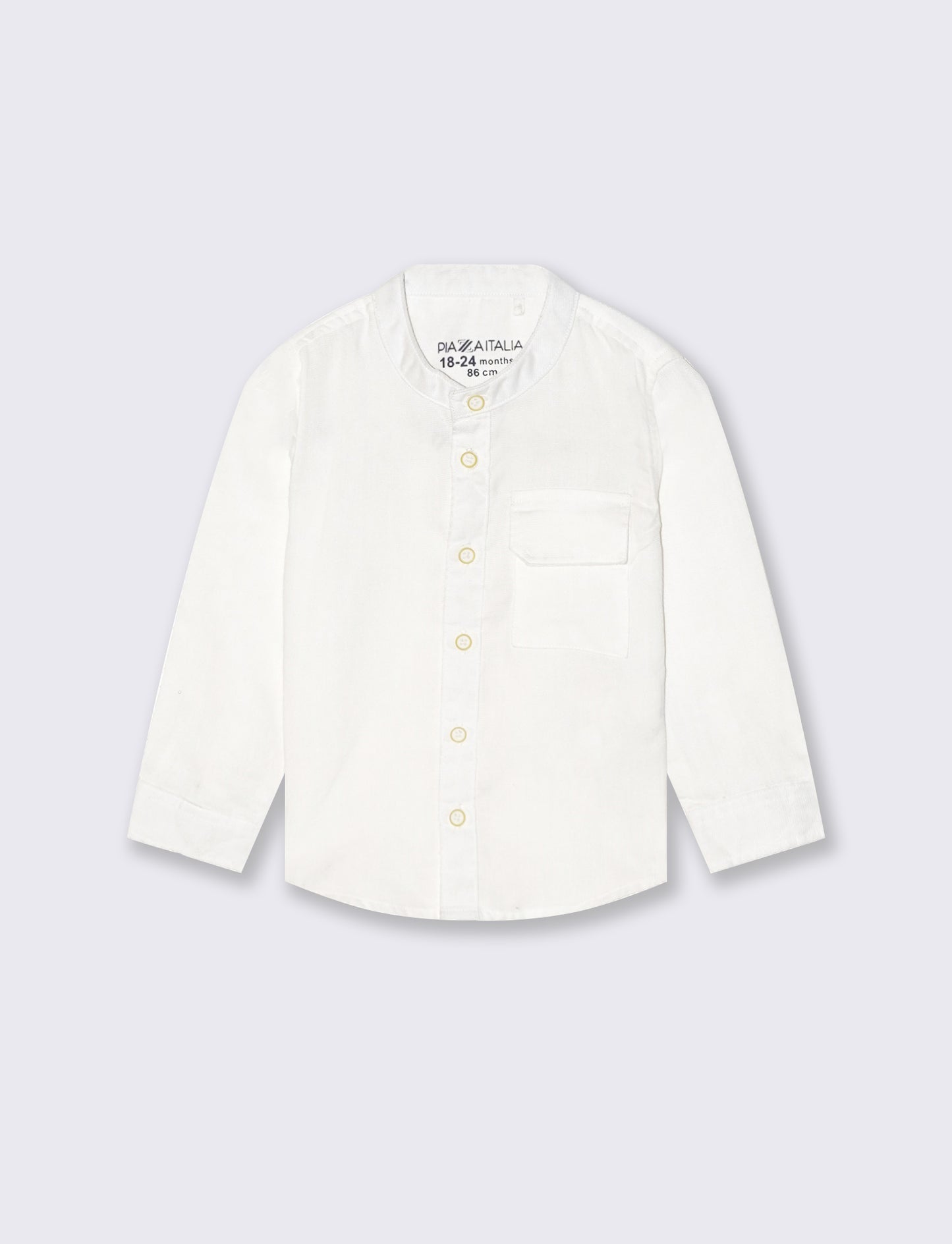Camicia coreana manica lunga tinta unita - Bianco latte