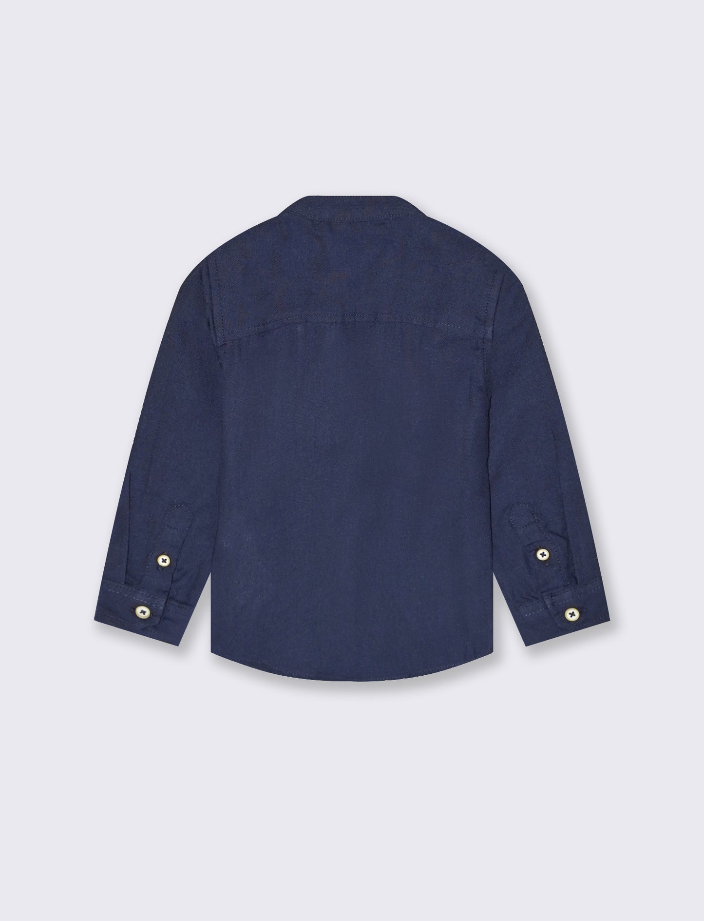 Camicia coreana manica lunga tinta unita - Blu