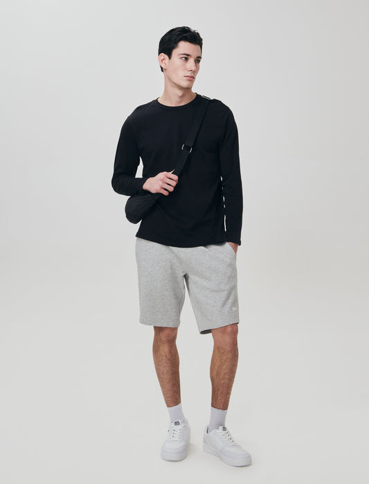 T-shirt manica lunga in cotone regular fit - Nero