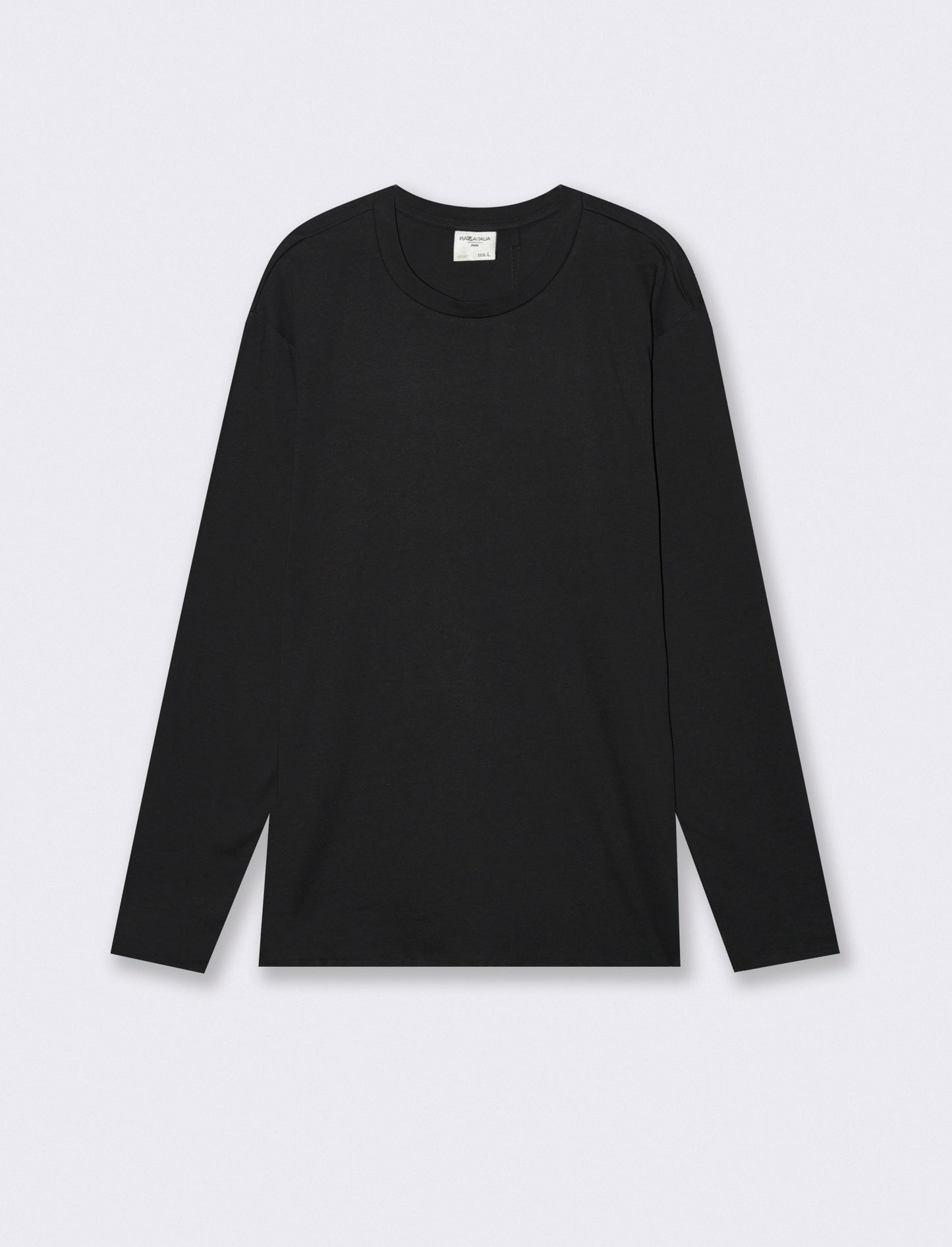T-shirt manica lunga in cotone regular fit - Nero