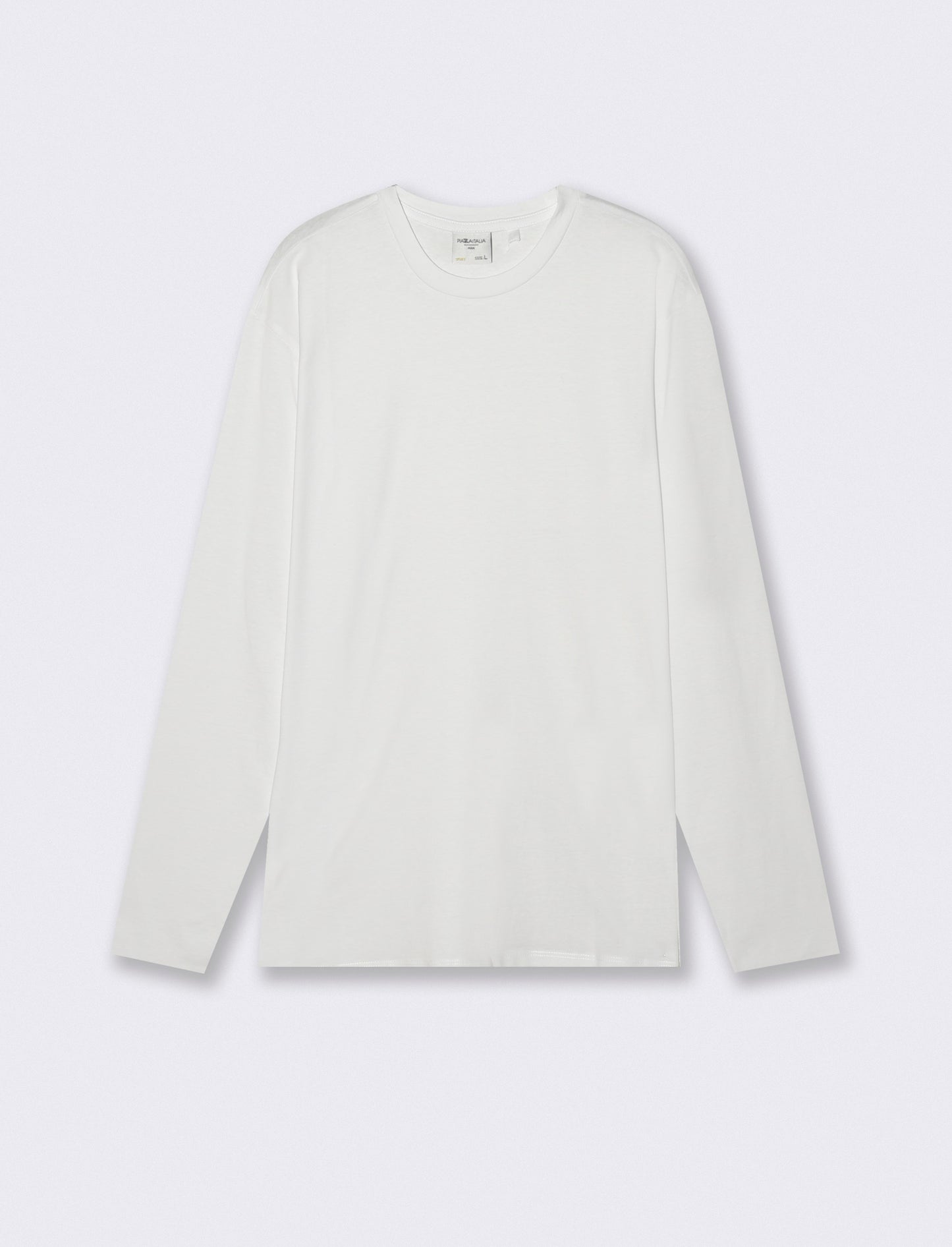 T-shirt manica lunga in cotone regular fit - Bianco