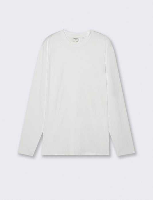 T-shirt manica lunga in cotone regular fit - Bianco