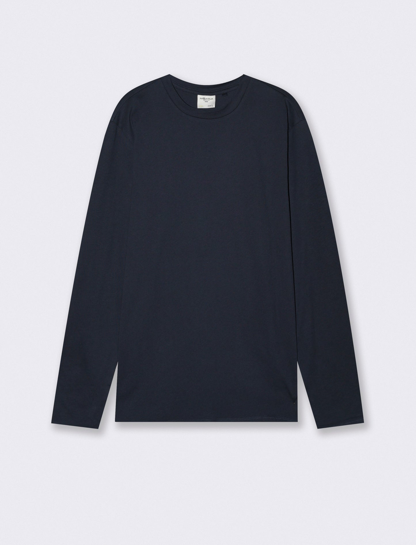 T-shirt manica lunga in cotone regular fit - Blu