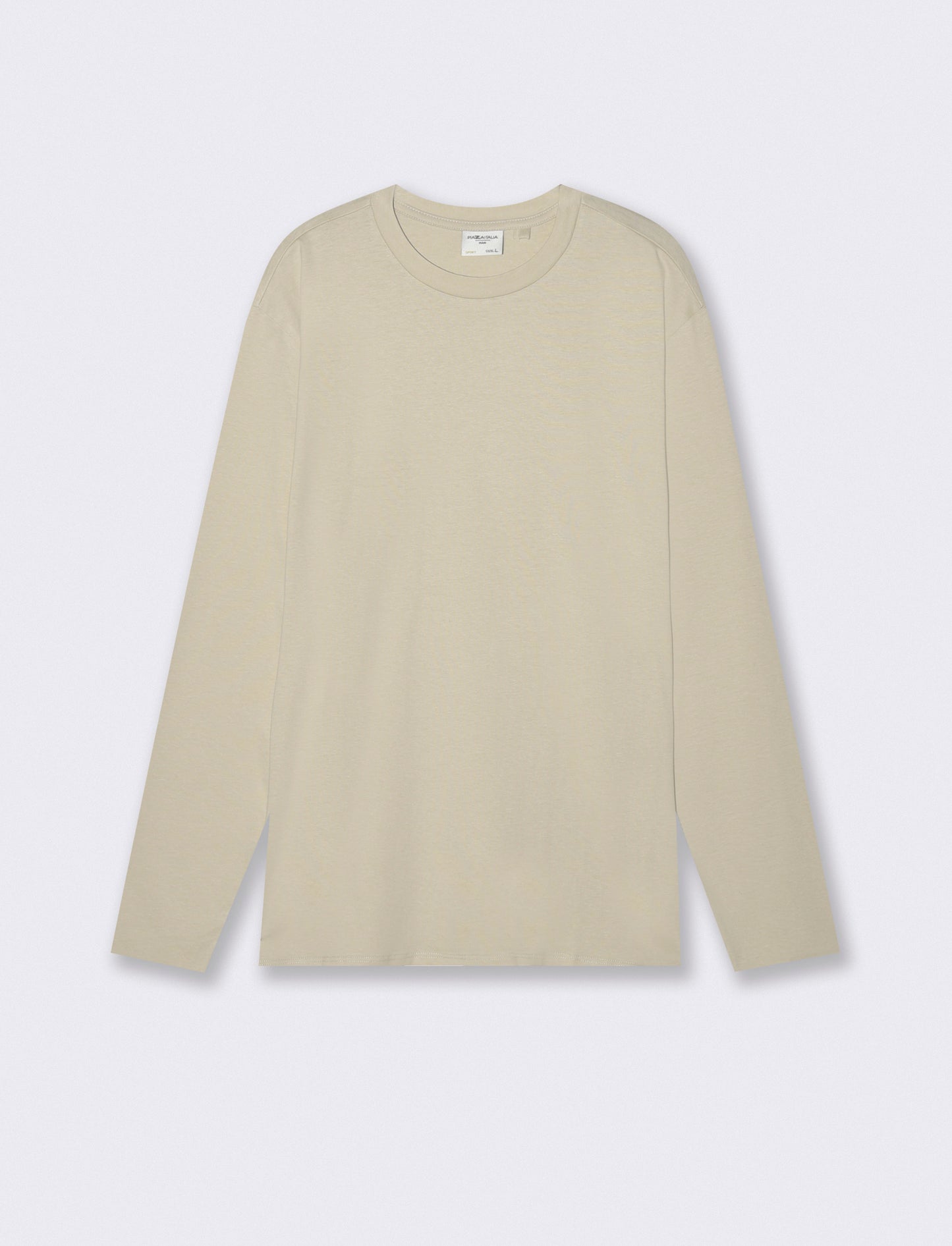 T-shirt manica lunga in cotone regular fit - Grigio ghiaccio