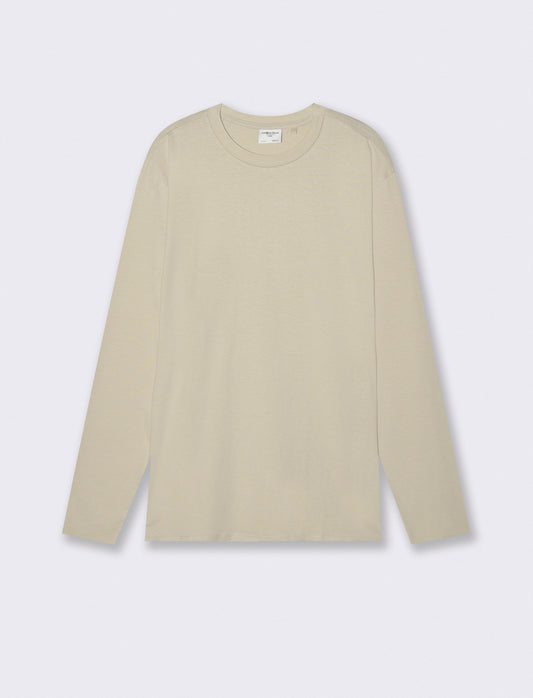 T-shirt manica lunga in cotone regular fit - Grigio ghiaccio