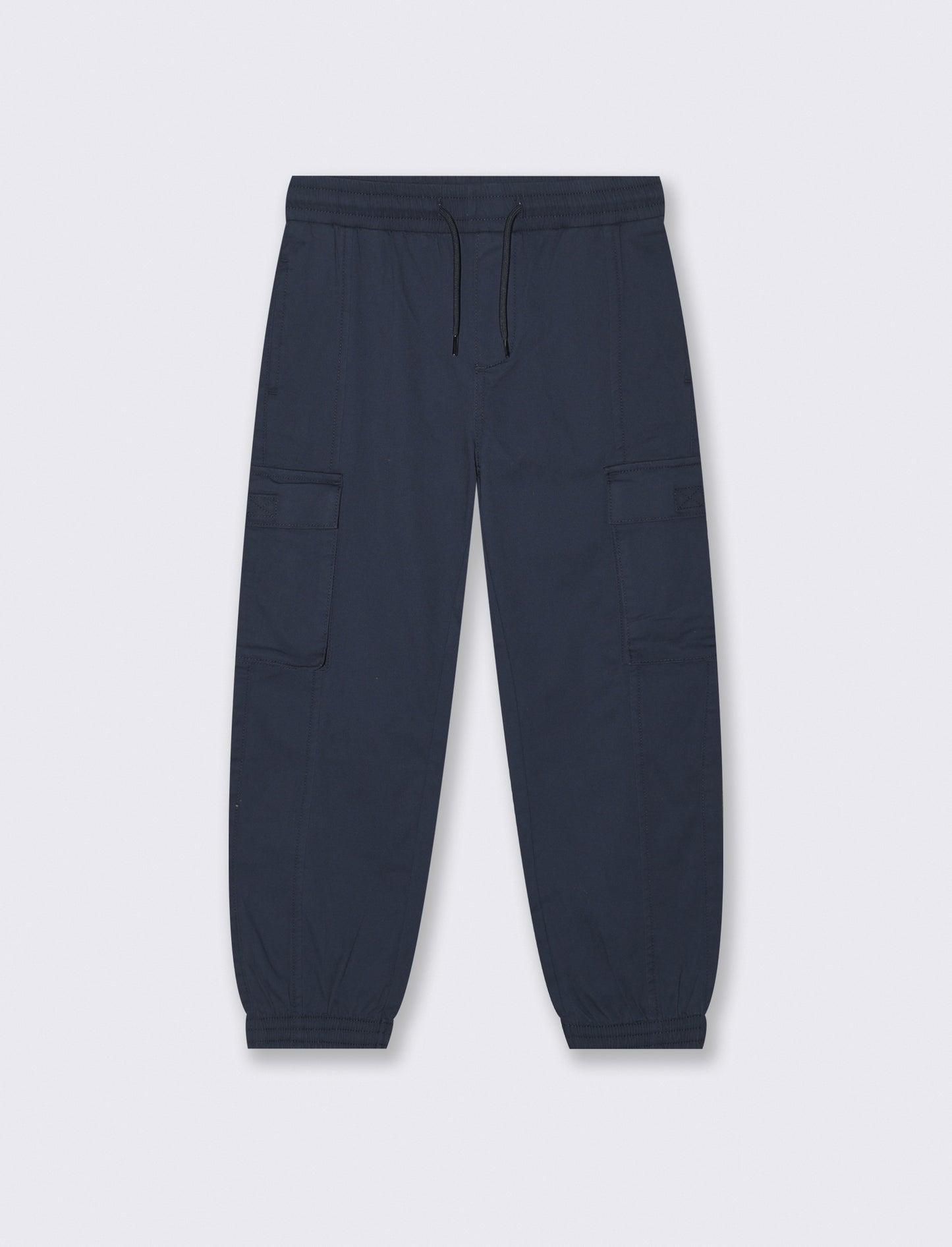 Jogger in popeline con tasconi e coulisse - Blu