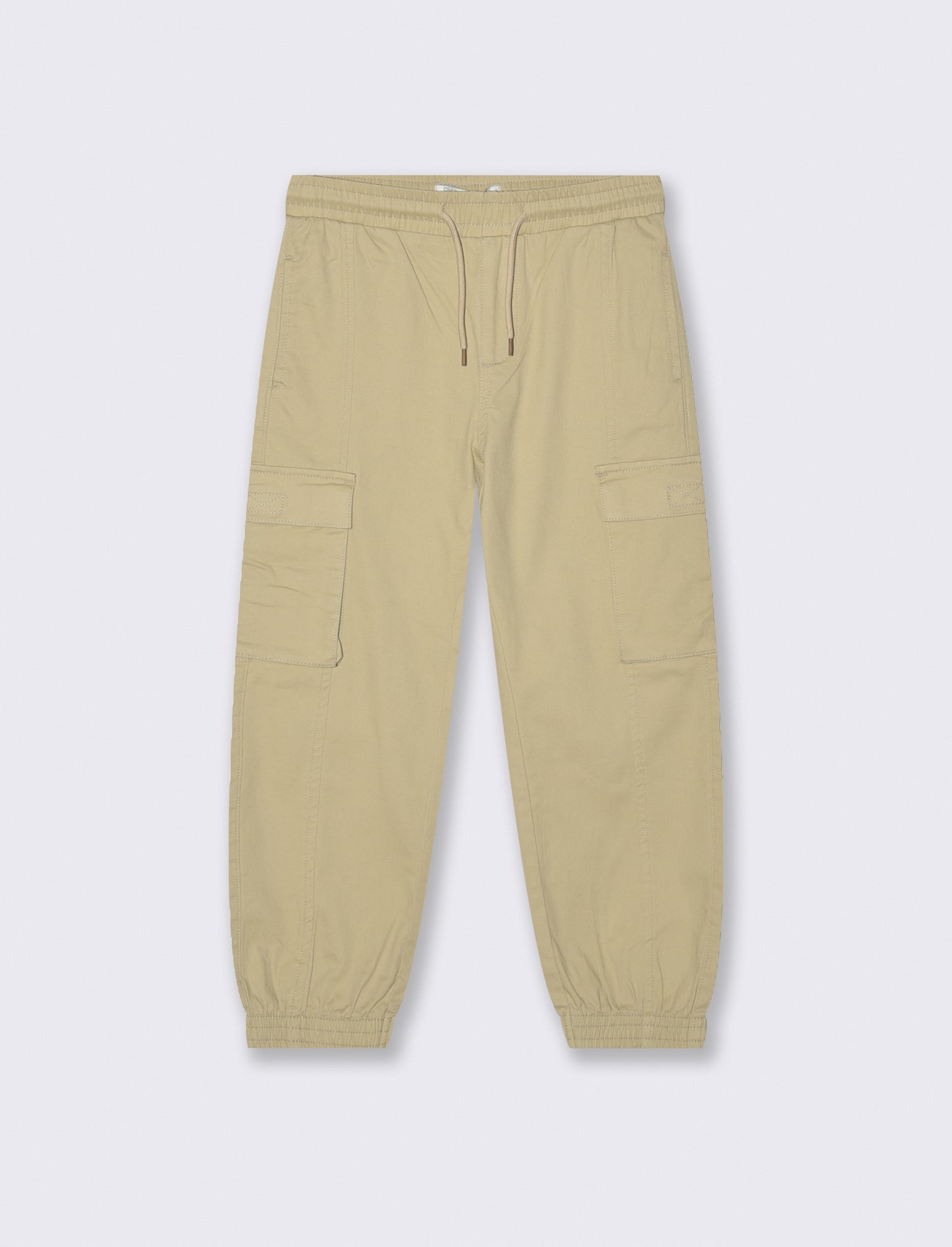 Poplin Joggers with Pockets and Drawstring - Beige