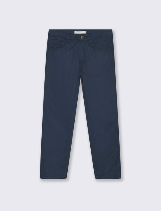Regular Fit Stretch Cotton Pants - Blue
