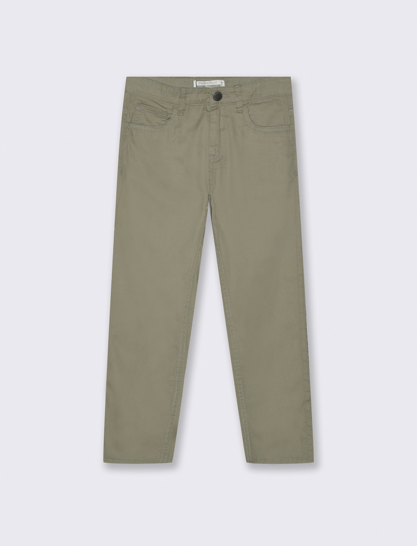 Pantaloni Regular in Cotone Elastico - Verde salvia