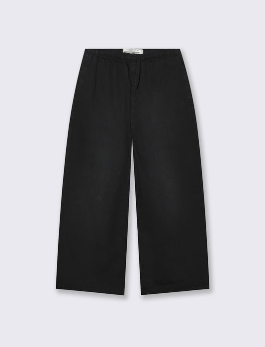 Pantaloni denim wide leg per bambina - Nero