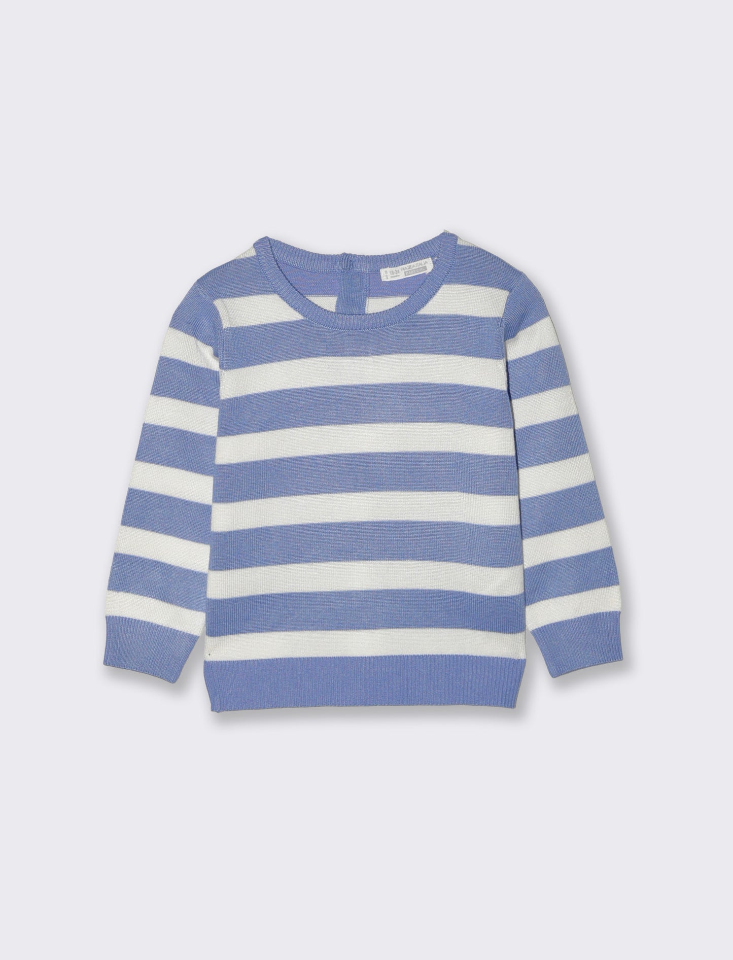 Basic striped sweater with ribbing - Sky blue