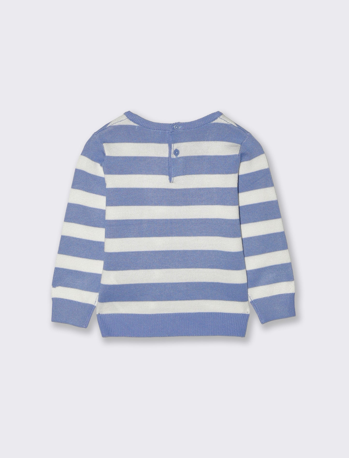 Basic striped sweater with ribbing - Sky blue
