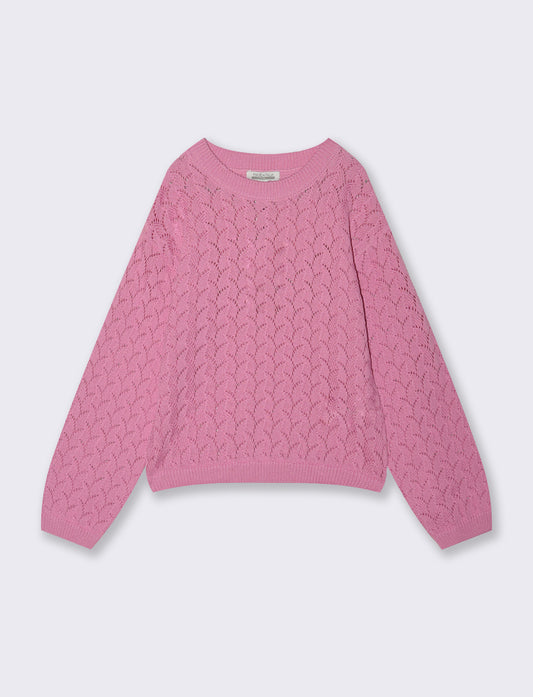 Maglia leggera in cotone traforato per bambina - Rosa