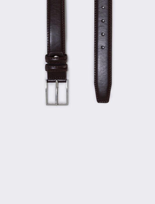 Cintura liscia classica 3,5 cm - Marrone