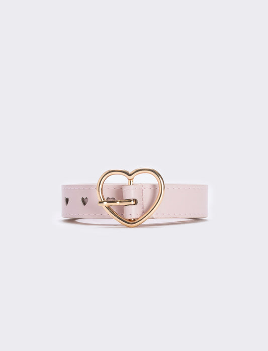 Girl's belt with heart buckle - Pink