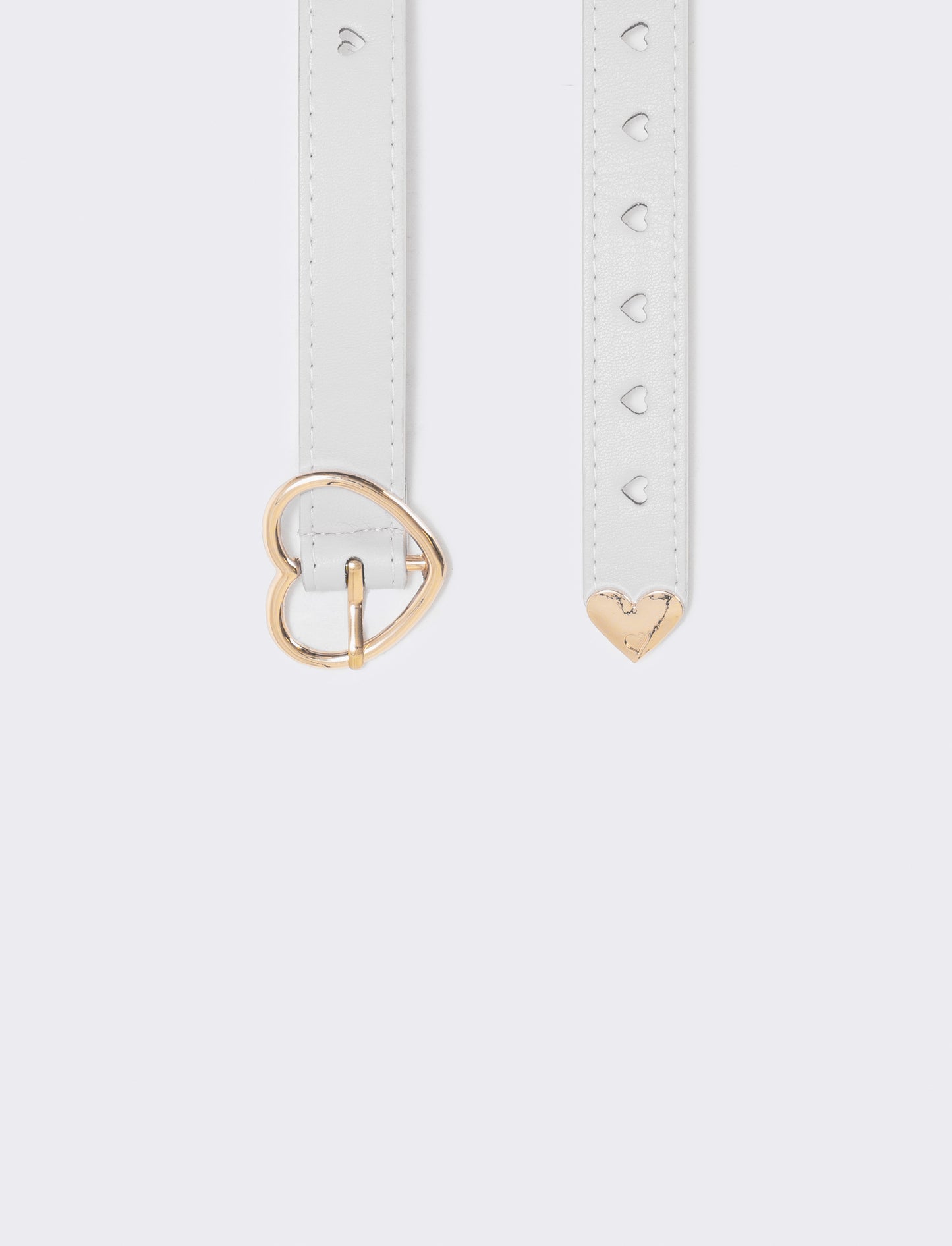 Girl's belt with heart buckle - White