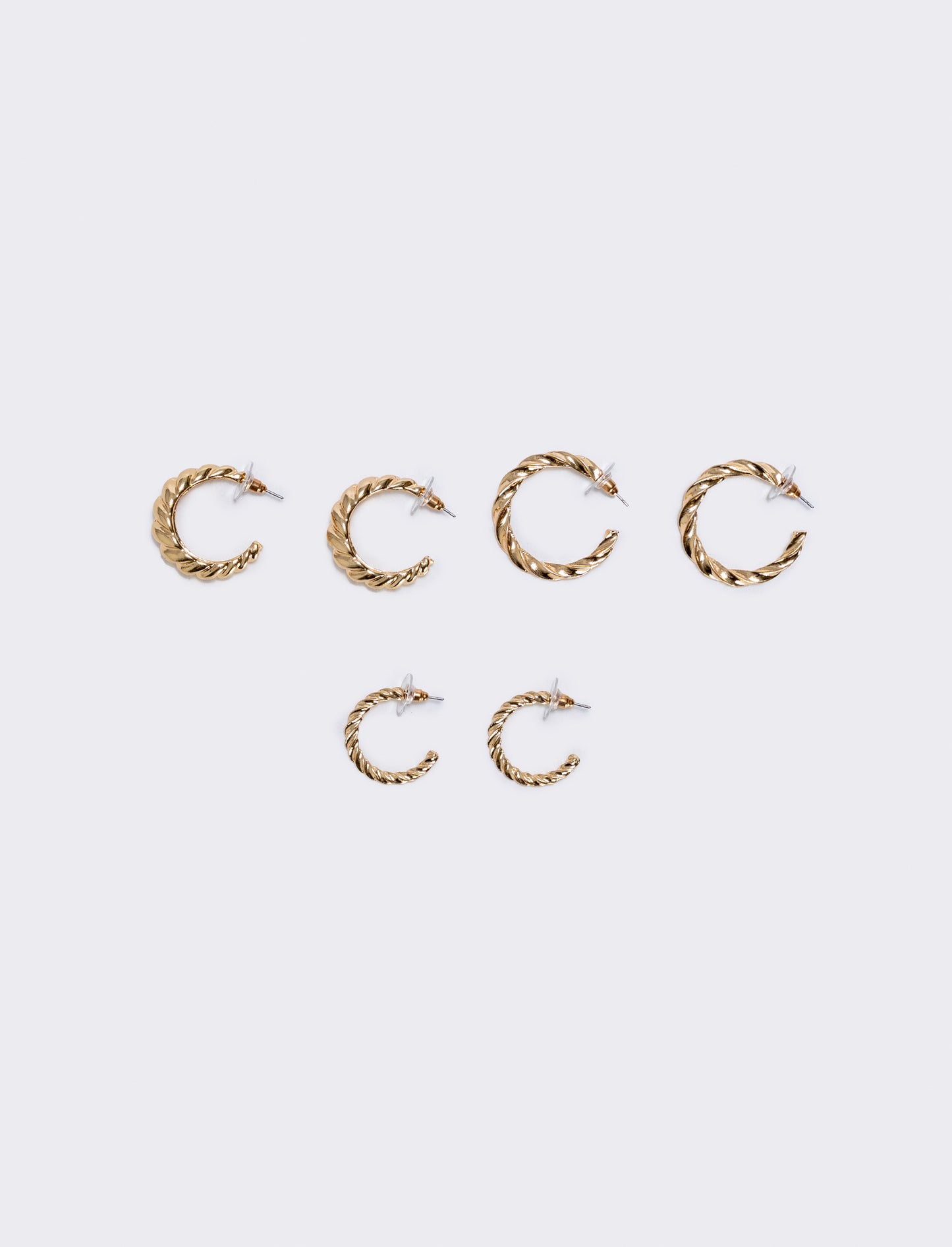 Orecchini torciglioni: 3 paia eleganti - Oro
