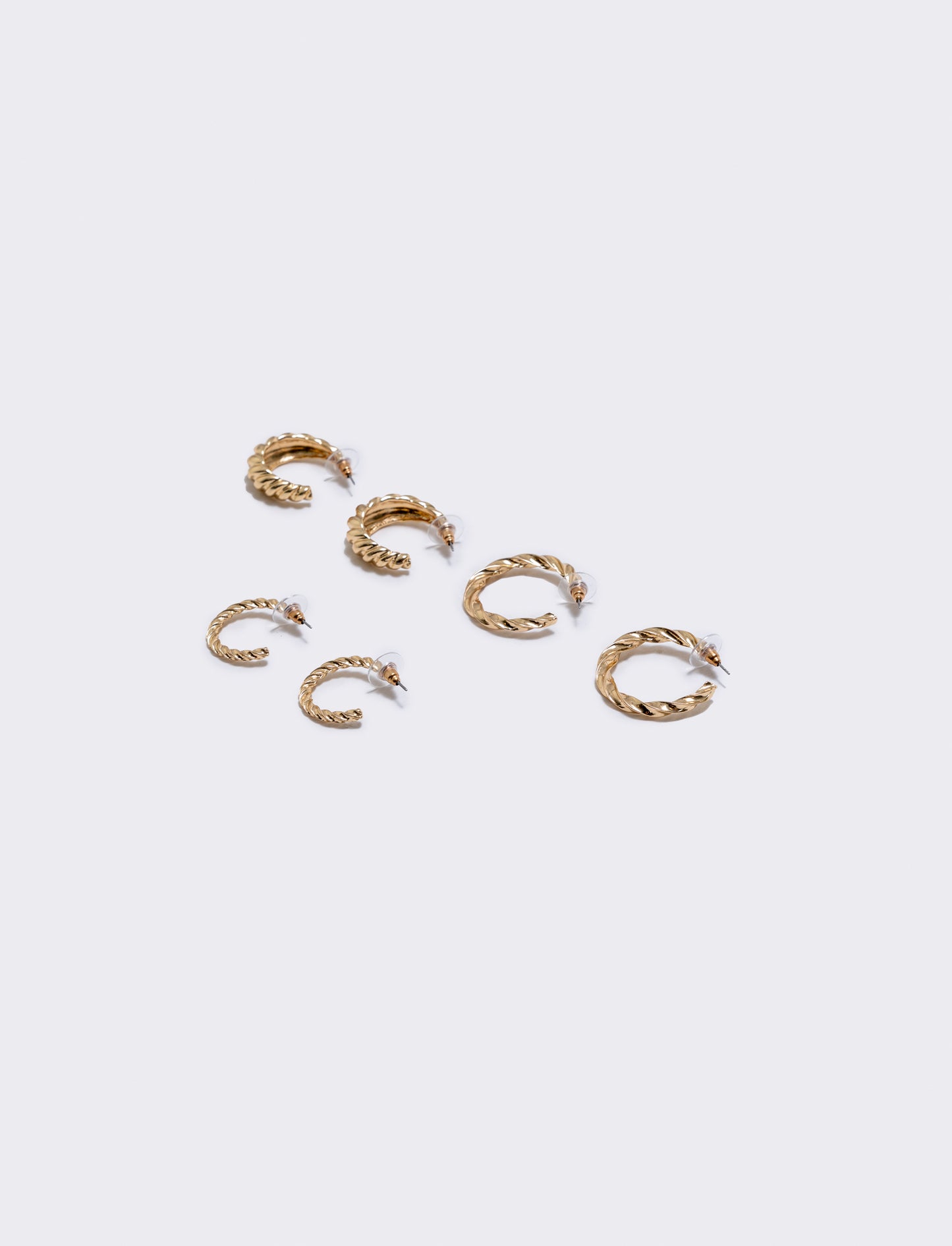 Orecchini torciglioni: 3 paia eleganti - Oro
