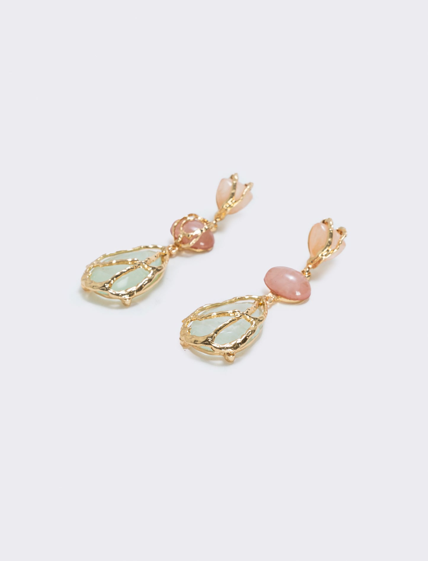 Orecchini pendenti con tre pietre eleganti - Rosa