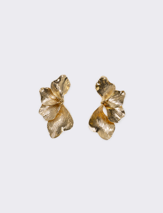 Half Flower Earrings - Gold