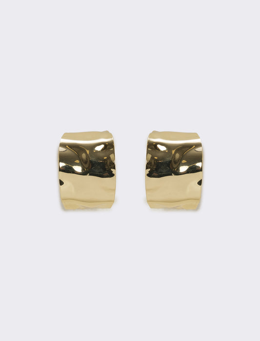 Hammered Half Circle Earrings - Gold