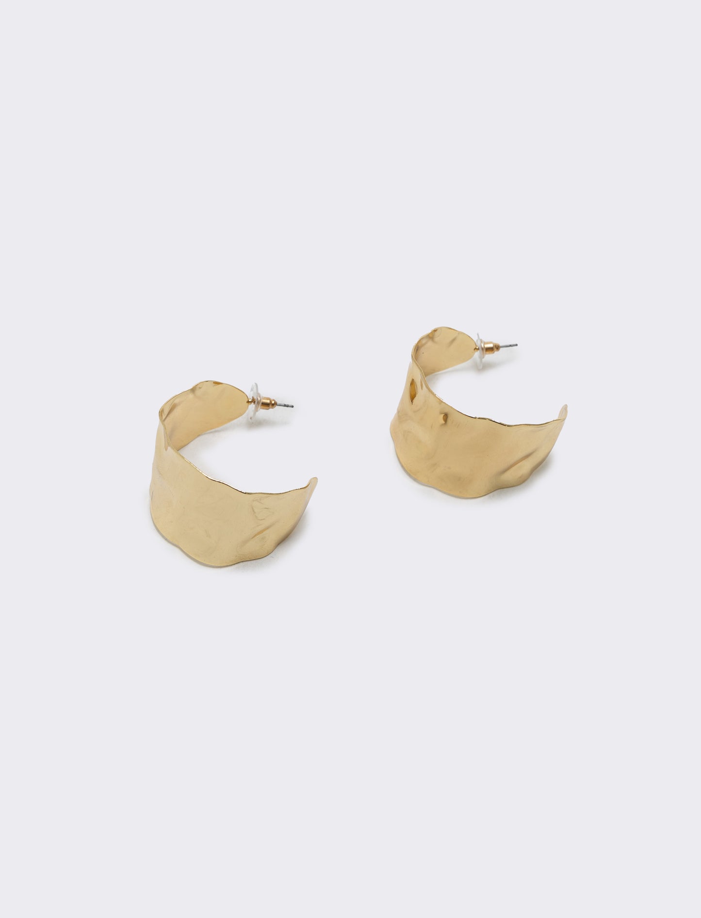 Hammered Half Circle Earrings - Gold