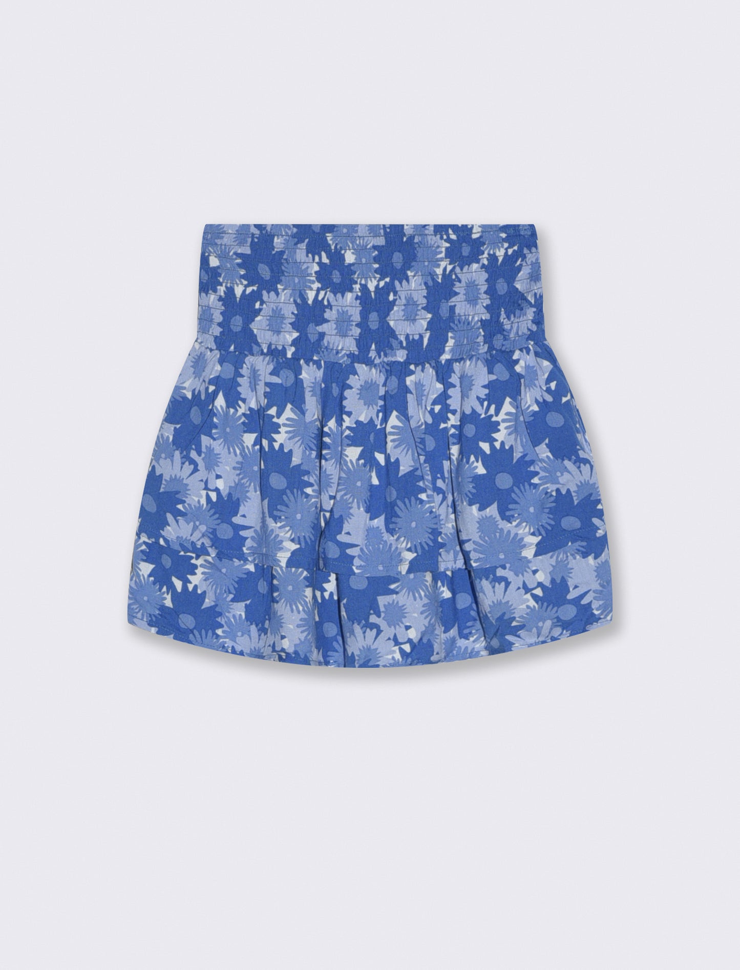 Short in viscosa con doppia balza - Blu