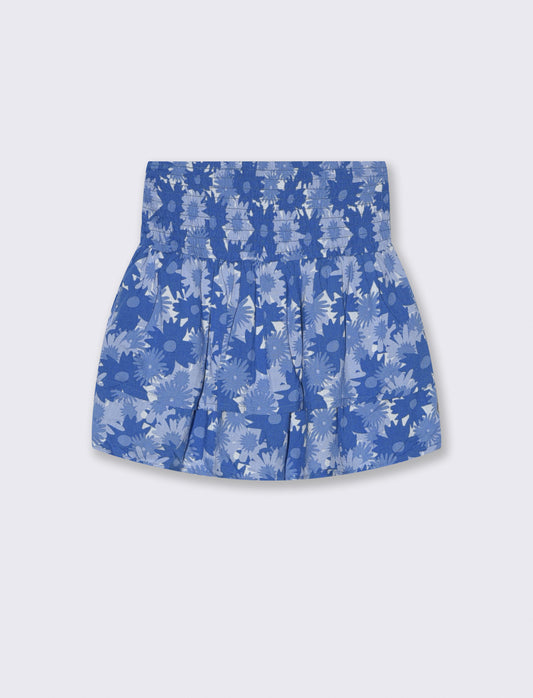 Short in viscosa con doppia balza - Blu