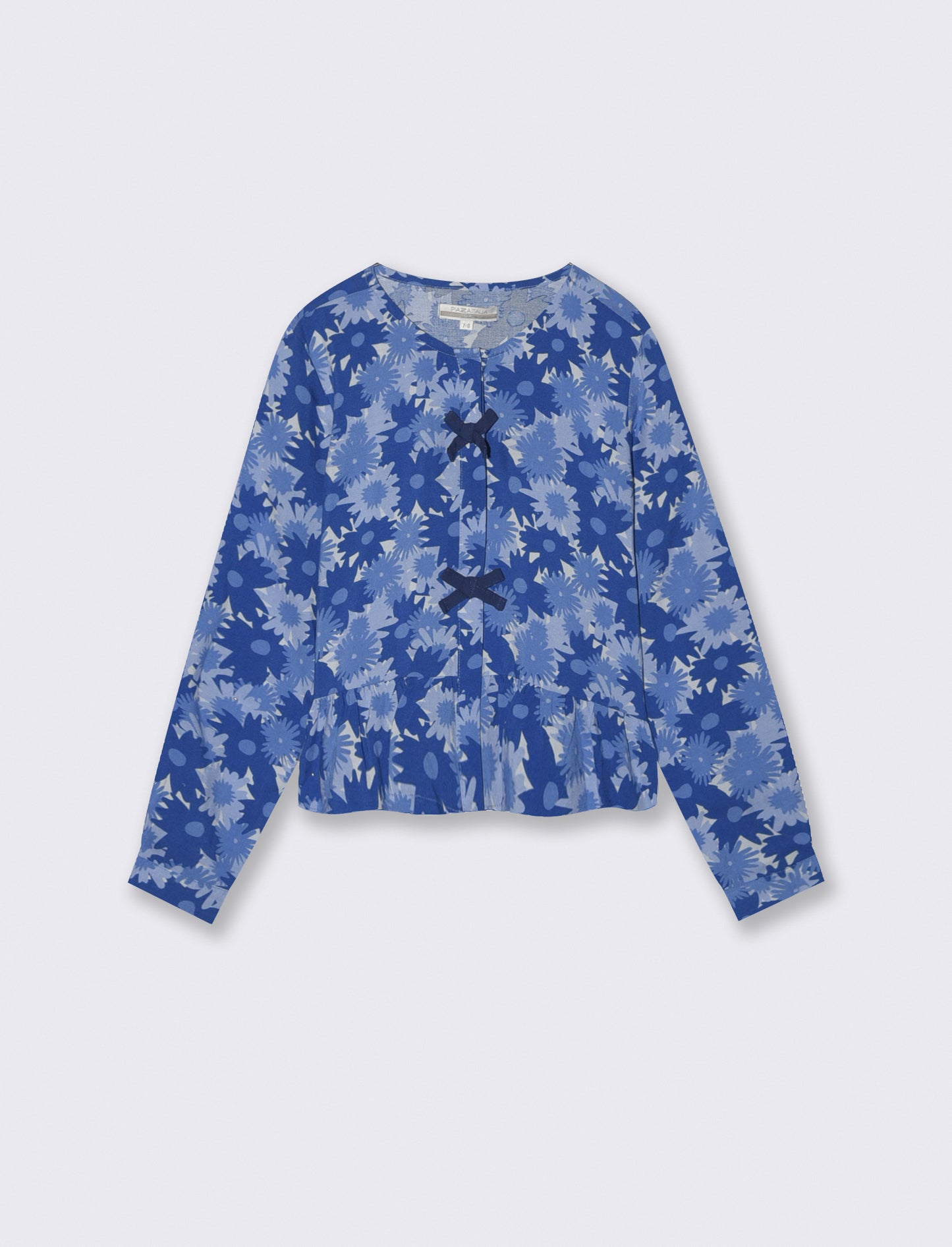 Camicia manica lunga bambina in viscosa - Blu