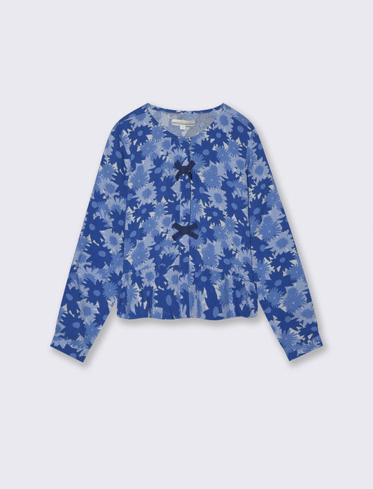Camicia manica lunga bambina in viscosa - Blu