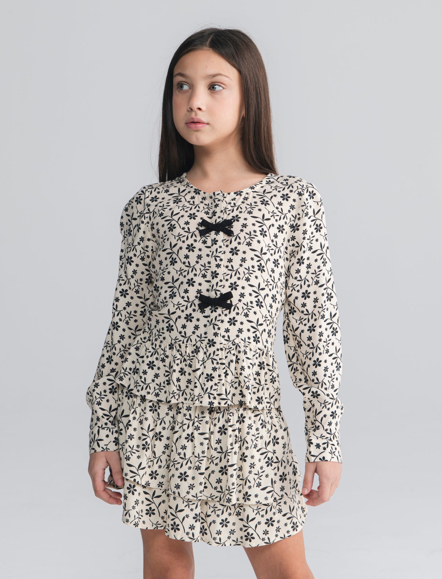 Camicia manica lunga bambina in viscosa - Fantasia