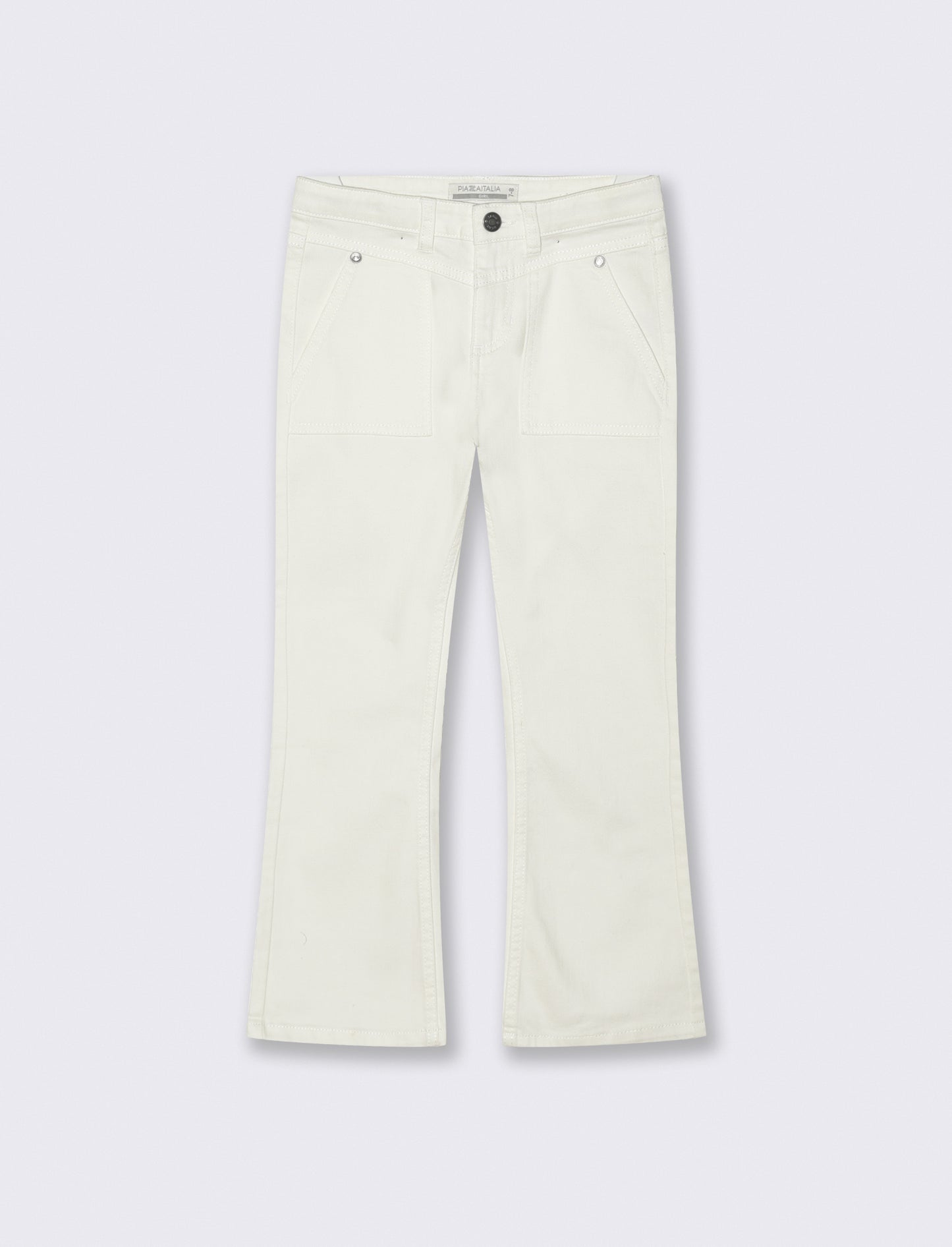 Cotton flare pants for girls - White