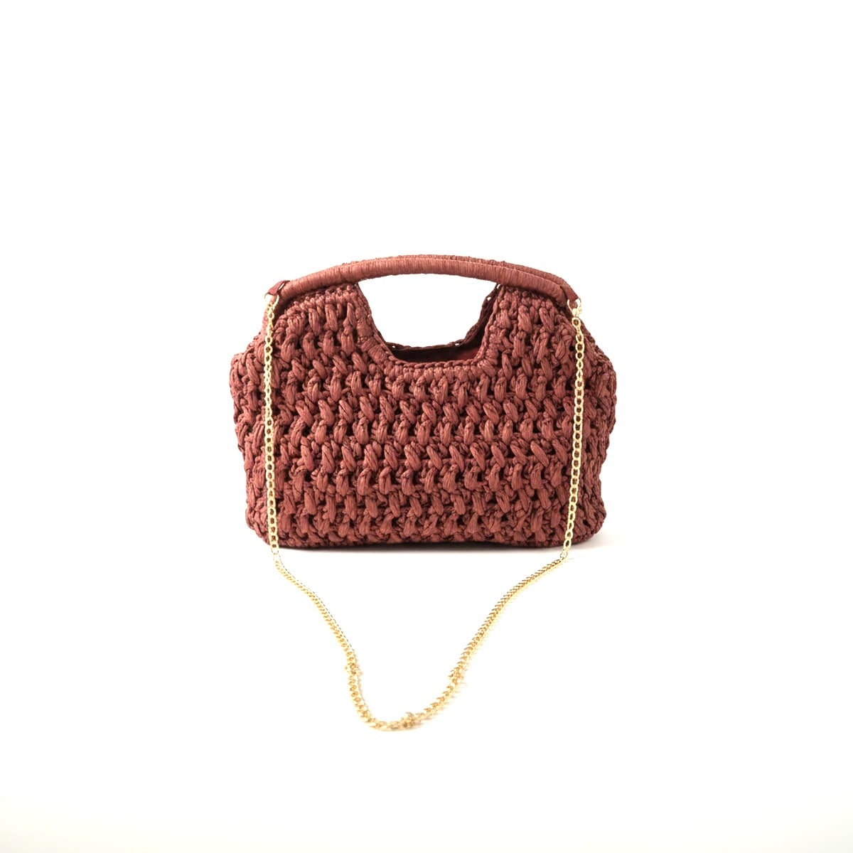 Pochettone borsa intrecciata manico rigido - coccio
