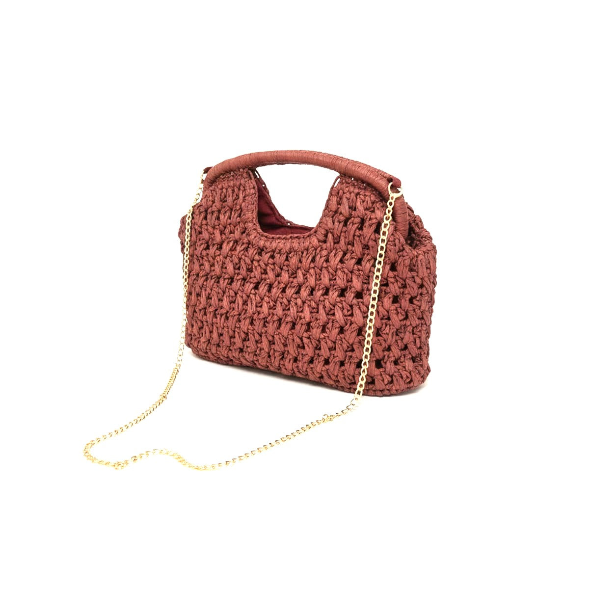 Pochettone borsa intrecciata manico rigido - coccio