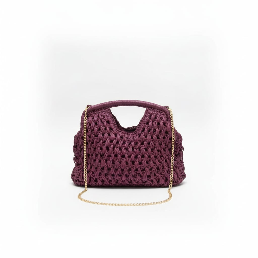 Pochettone borsa intrecciata manico rigido - Viola