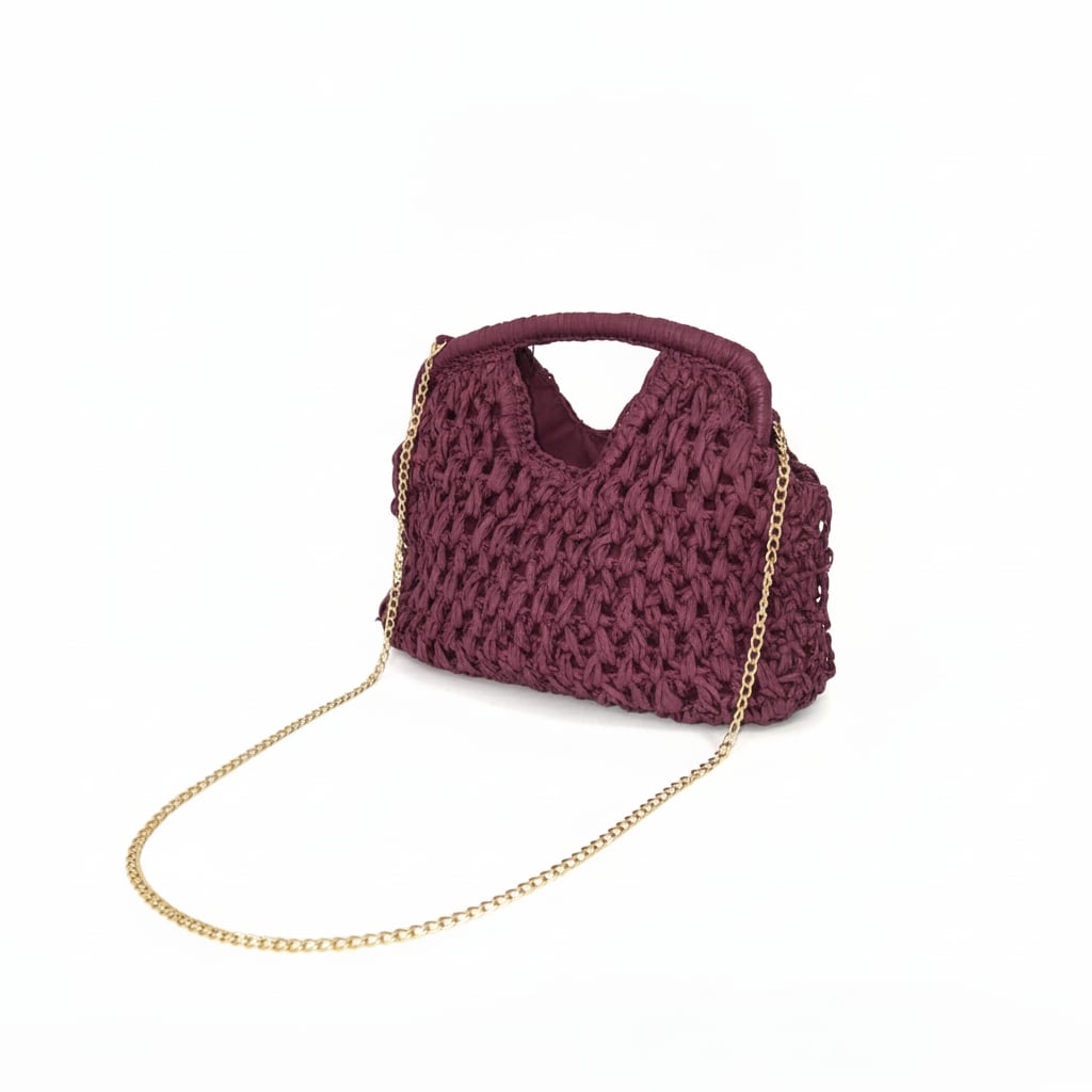 Pochettone borsa intrecciata manico rigido - Viola