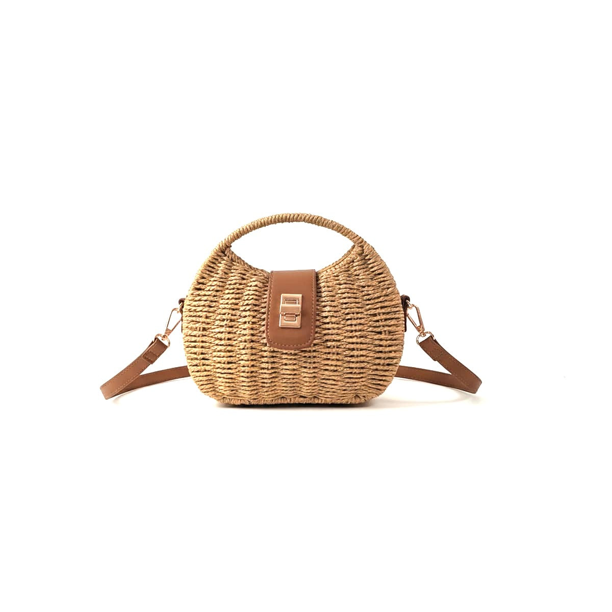 Borsetta donna carta intrecciata rigida - Beige