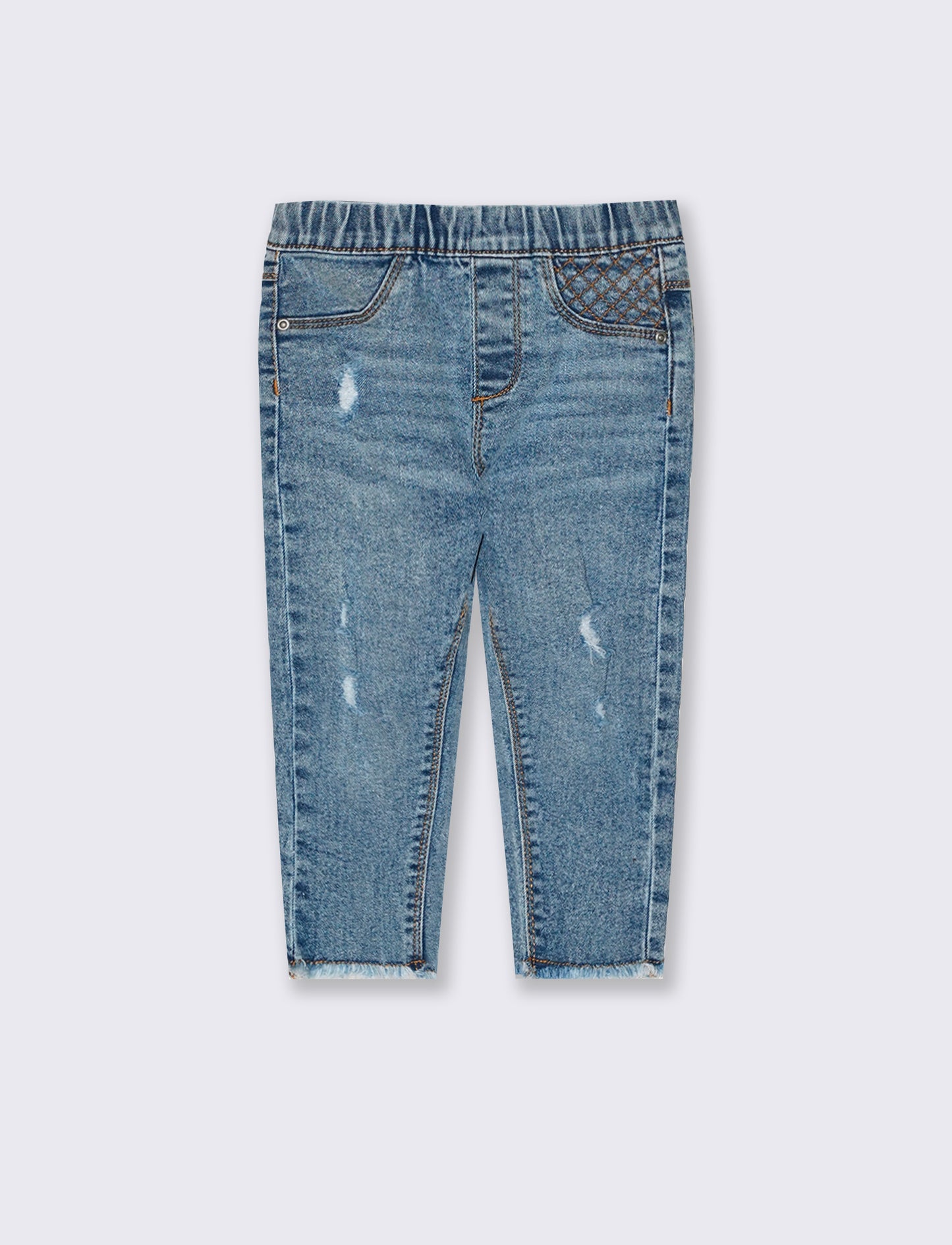 Skinny jeans with elastic and distressing - Blue