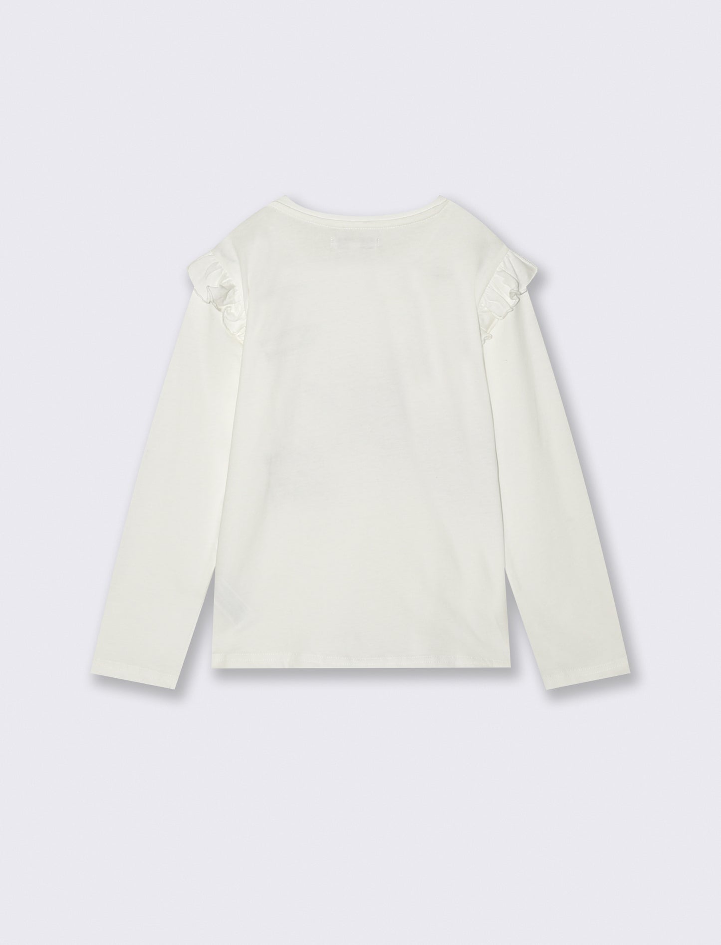 T-shirt manica lunga con rouches bambina - Bianco latte