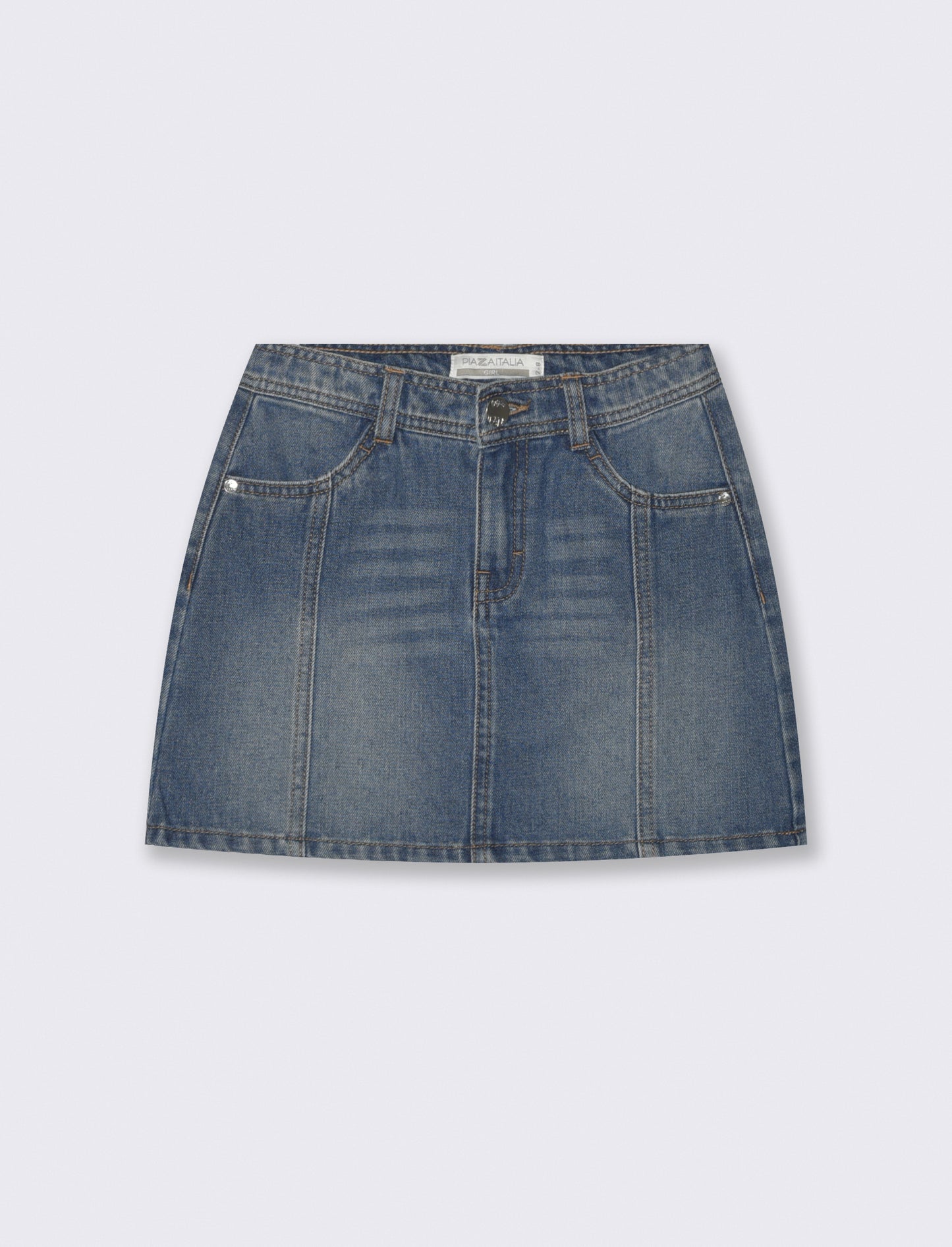 Denim skirt with pockets and corset - Blue