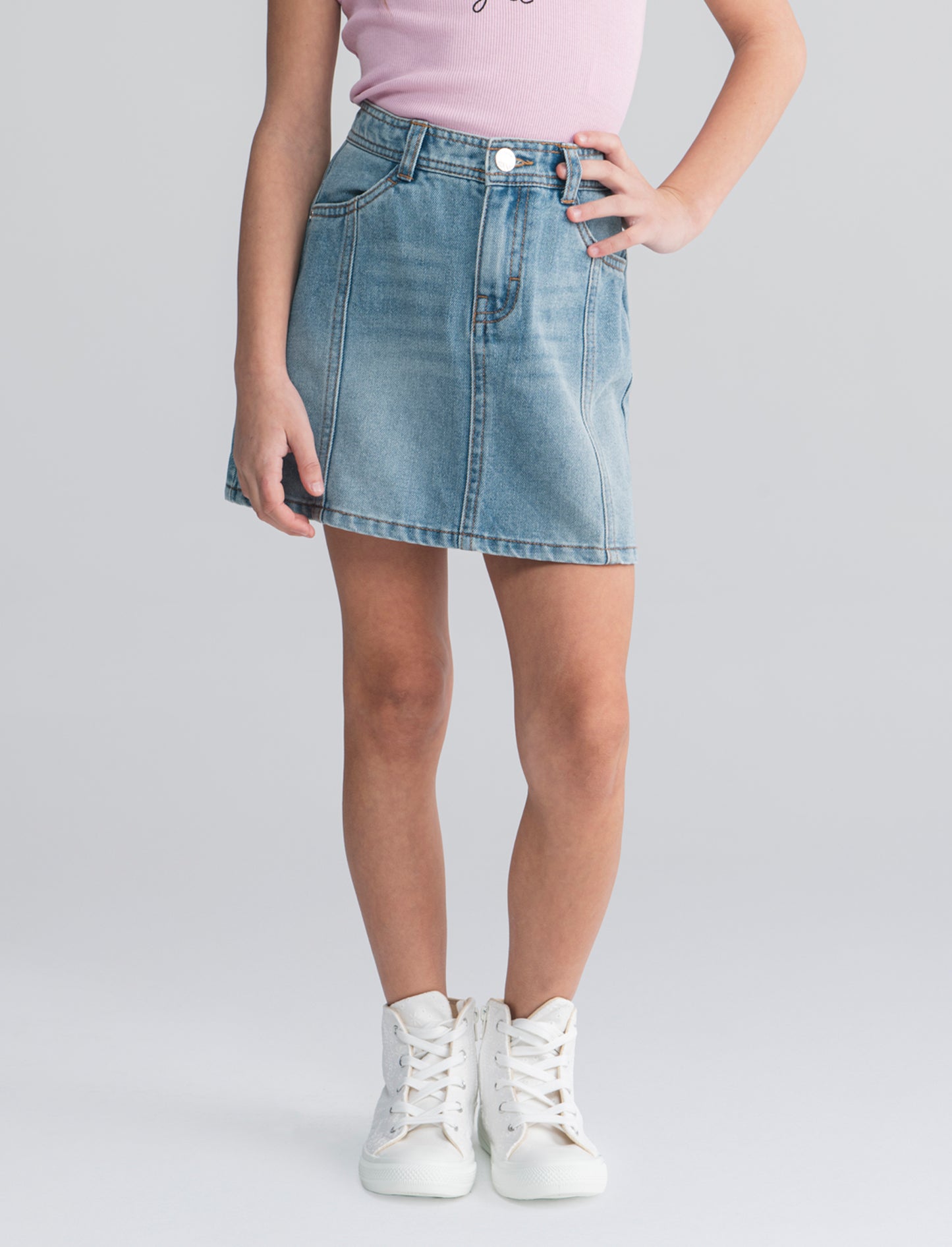 Denim skirt with pockets and corset - Blue