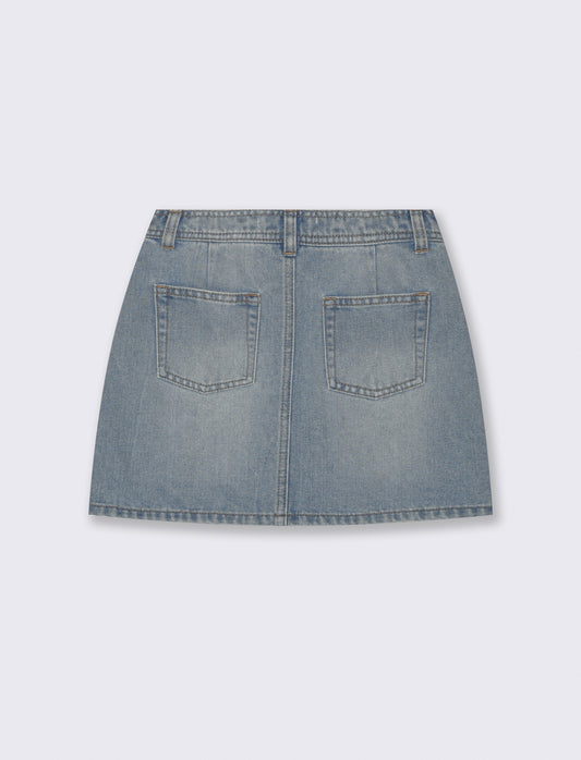 Denim skirt with pockets and corset - Blue