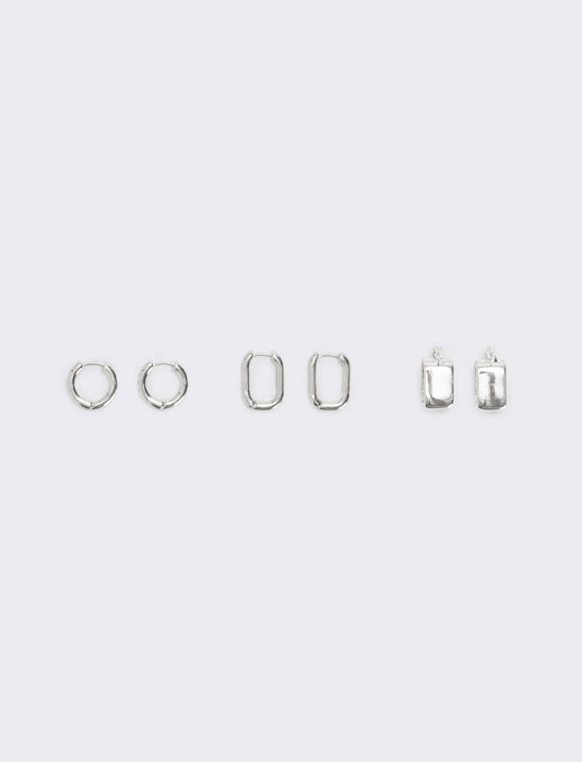 Hoop Earrings: 3 Elegant Pairs - Grey