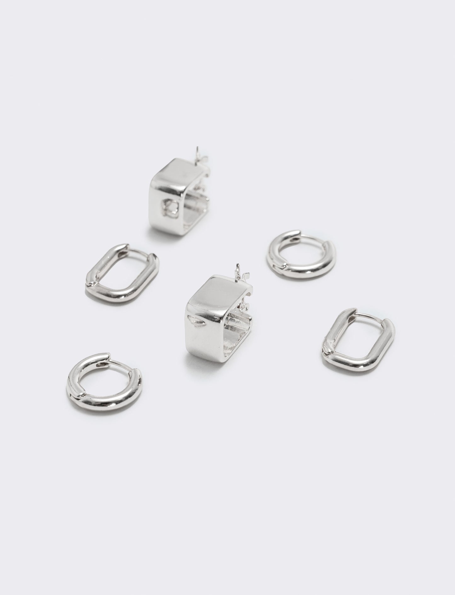 Hoop Earrings: 3 Elegant Pairs - Grey