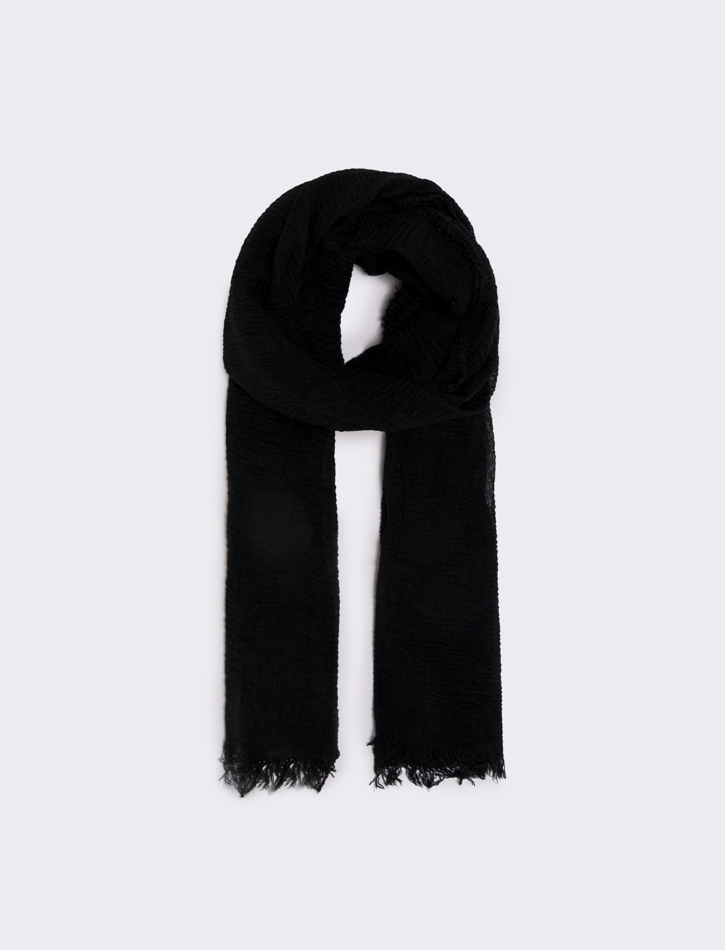 Foulard unito con frange eleganti - Nero