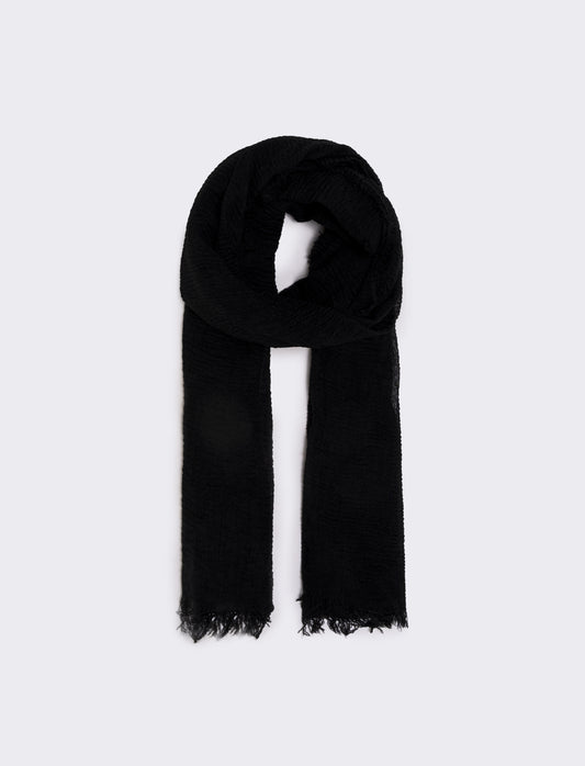 Foulard unito con frange eleganti - Nero